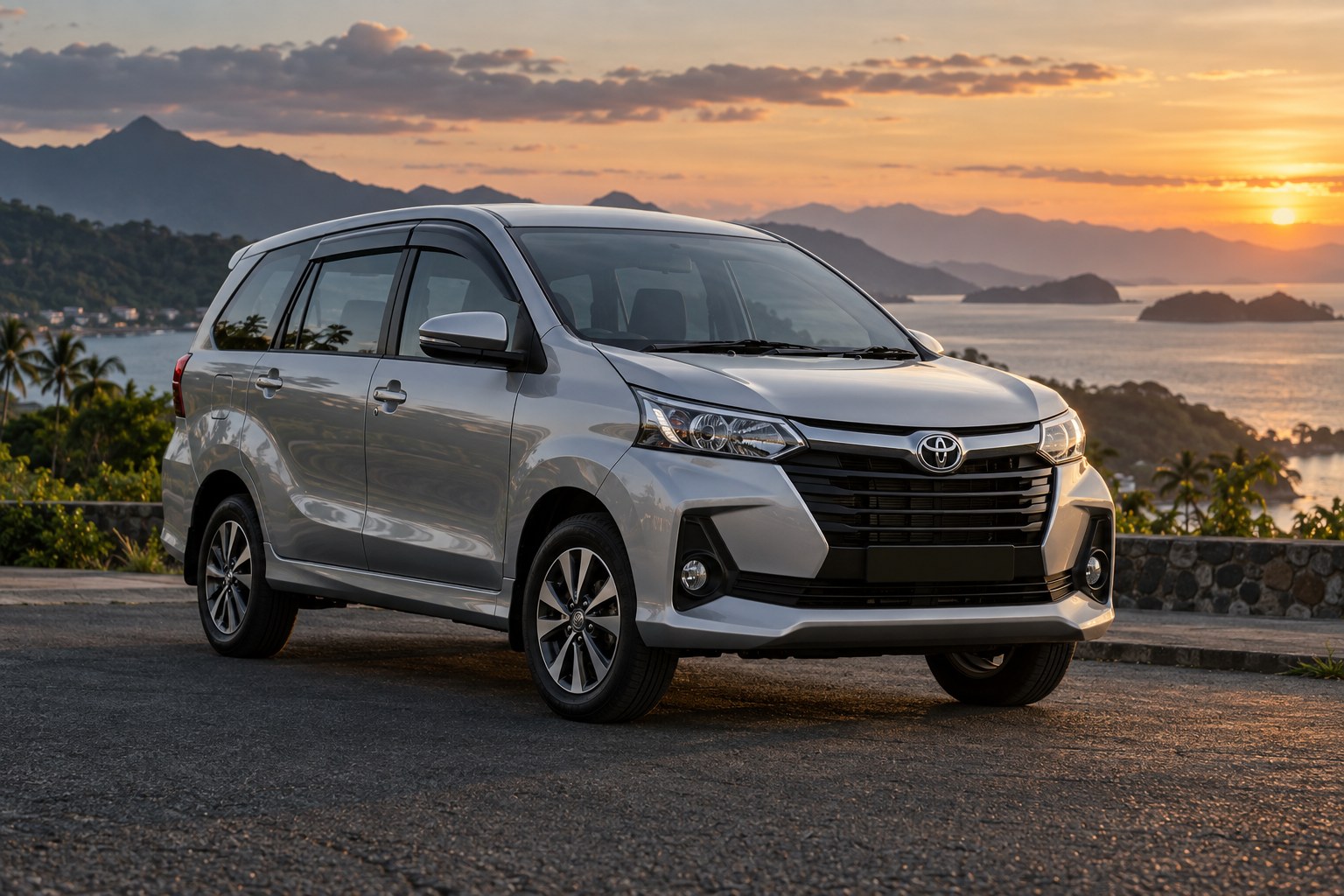 Ilustrasi AI realistis Toyota Avanza dalam suasana sinematik